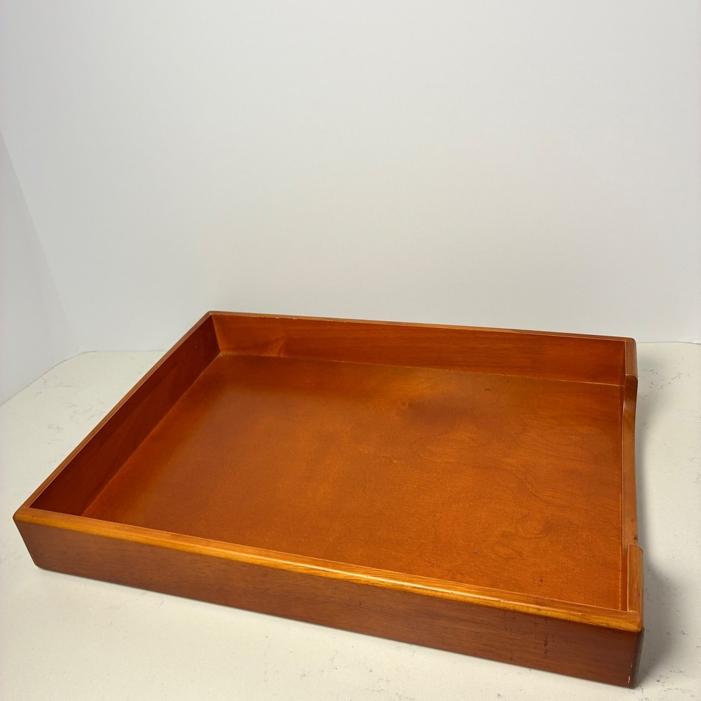 Rolodex Wood Letter Tray Brown Cherry Finish Academia Office Executive Desk MCM